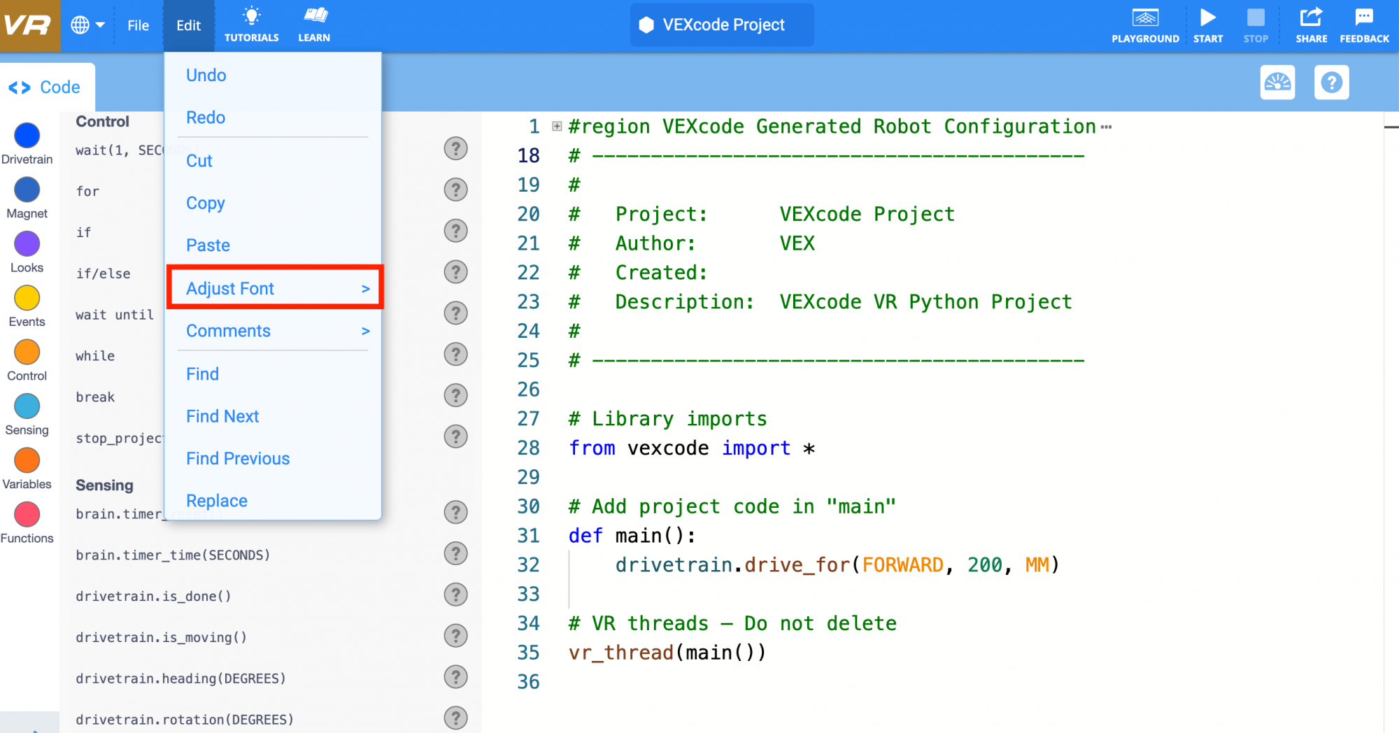 Unit 1 Introduction And Fundamentals Lesson 4 Tips And Tricks With Vexcode Vr Python Vex